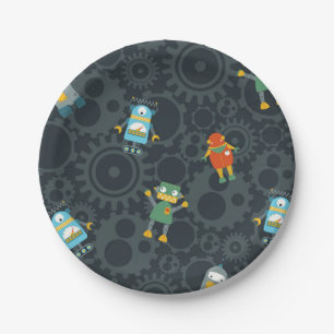 Assiettes En Carton Robot coloré d'enfants