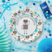 Assiettes En Carton Robot d'anniversaire pour garçon personnalisé (Fête)