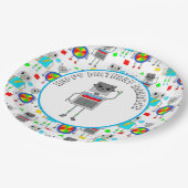 Assiettes En Carton Robot d'anniversaire pour garçon personnalisé (Angle)