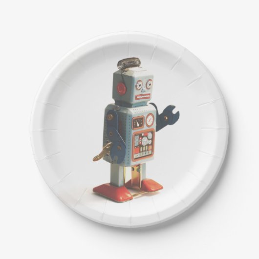Assiettes En Carton Robot de jouet rétro (Devant)