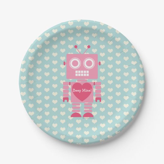 Assiettes En Carton Robot fille mignonne (Devant)