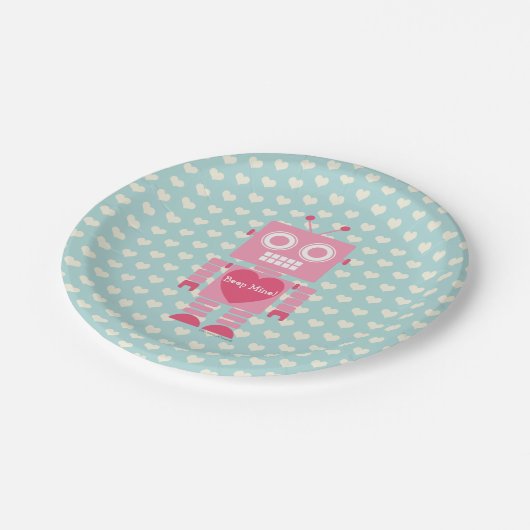 Assiettes En Carton Robot fille mignonne (Angle)