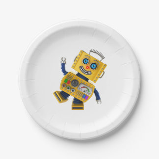 Assiettes En Carton Robot jaune maladroit de jouet