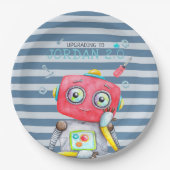 Assiettes En Carton Robot mou | Fête d'anniversaire personnalisée (Devant)