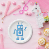 Assiettes En Carton Robot rétro bleu (Fête)