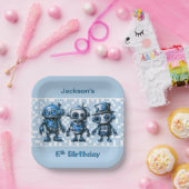 Assiettes En Carton Robot Thème 5ème anniversaire Plaques de fête (Fête)