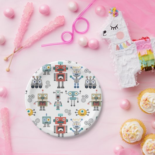 Assiettes En Carton Robots de jouet (Fête)