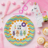 Assiettes En Carton Robots Plaques de papier 6e anniversaire (Fête)