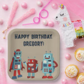 Assiettes En Carton Robots rétro mignons Sci-Fi Boys Anniversaire (Fête)