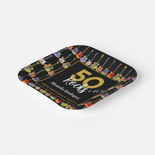 Assiettes En Carton Rocher et Rouleau 50e fête d'anniversaire Custom (Angulaire)