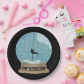 Assiettes En Carton Rocher grimpeur de corde repousser la neige globe  (Fête)