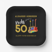 Assiettes En Carton Rock and Roll 50e fête d'anniversaire (Recto)