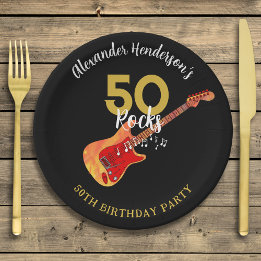 Assiettes En Carton Rock and Roll 50e fête d'anniversaire
