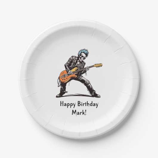 Assiettes En Carton Rock and Roll Skeletons Anniversaire (Devant)