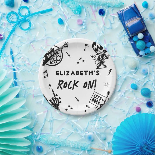 Assiettes En Carton Rock et Roll Black & White Anniversaire Party (Fête)