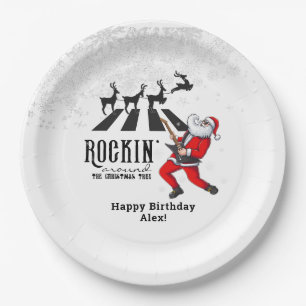 Assiettes En Carton Rock N Roll Père Noël Rockin' Anniversaire Noël