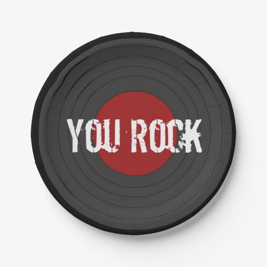 Assiettes En Carton Rock N Roll YOU ROCK Round (Devant)