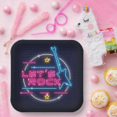 Assiettes En Carton Rock Retro Neon Carré (Fête)