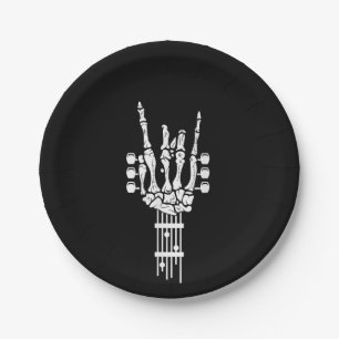 Assiettes En Carton Rock & Roll Squelette Guitare Musique LoverPlaque