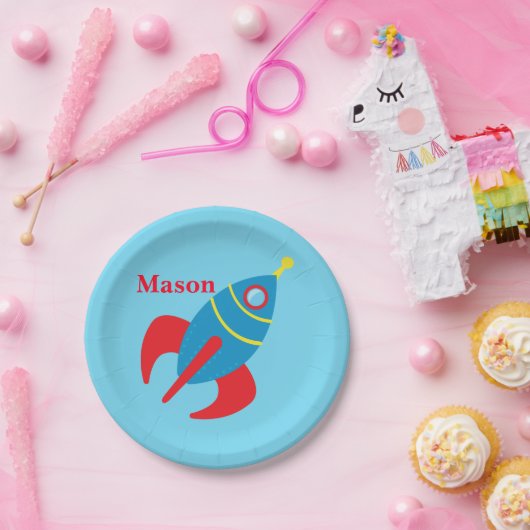 Assiettes En Carton Rocketship fait sur commande (Fête)