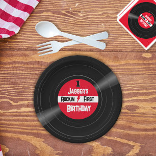 Assiettes En Carton Rockin Premier Anniversaire Vinyl Record Étiquette