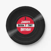Assiettes En Carton Rockin Premier Anniversaire Vinyl Record Étiquette (Devant)