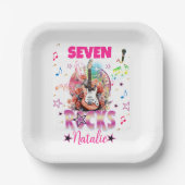 Assiettes En Carton Rock'n'Roll Guitare Musicale Anniversaire Fille Ro (Recto)