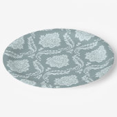 Assiettes En Carton Rococo Damask Pattern Duck Egg Blue+Teal (Angle)