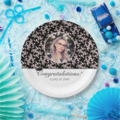 Assiettes En Carton Rococo Pink Black Graduate Photo Graduate (Fête)