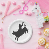 Assiettes En Carton Rodeo Bull Ride silhouette (Fête)