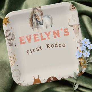 Assiettes En Carton Rodéo Enfant Cow-boy Rustique Western