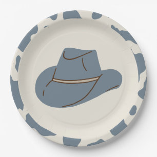Assiettes En Carton Rodéo Sud Bleu Cowboy Plaques de papier d'annivers