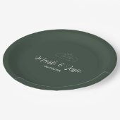 Assiettes En Carton ROE Dusky Green & White Simple Mariage (Angle)