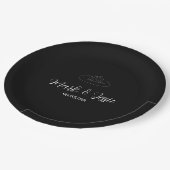 Assiettes En Carton ROE Mariage simple noir et blanc (Angle)