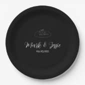 Assiettes En Carton ROE Mariage simple noir et blanc (Devant)