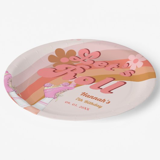 Assiettes En Carton Roll Retro Super Roller Skate Anniversaire Partie (Angle)