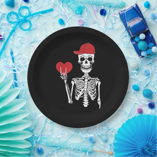 Assiettes En Carton Roll Skeleton Mains Coeur Valentines Jour Crâne (Fête)