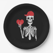 Assiettes En Carton Roll Skeleton Mains Coeur Valentines Jour Crâne (Devant)