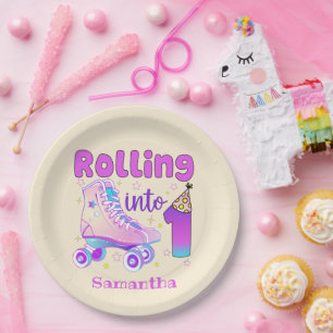 Assiettes En Carton Rollage En 1 - Patinage à rouleaux mou Anniversair