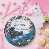 Assiettes En Carton Roller Blade Grunge Blue Anniversaire (Fête)