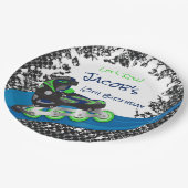 Assiettes En Carton Roller Blade Grunge Green Anniversaire (Angle)