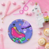 Assiettes En Carton Roller Patins filles Rainbow Neon fête d'anniversa (Fête)