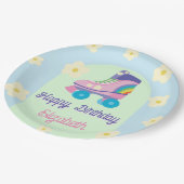 Assiettes En Carton Roller Skate Retro Bonne fête d'anniversaire (Angle)