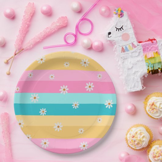 Assiettes En Carton Roller skate Retro Rainbow fête d'anniversaire (Fête)