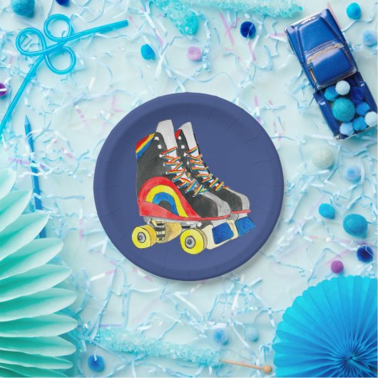 Assiettes En Carton Rollerskates art des années quatre-vingts (Fête)