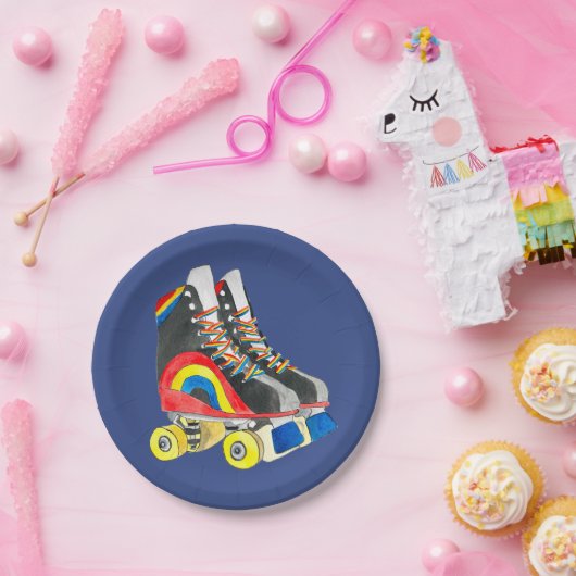 Assiettes En Carton Rollerskates art des années quatre-vingts (Fête)