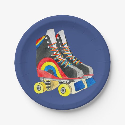Assiettes En Carton Rollerskates art des années quatre-vingts (Devant)