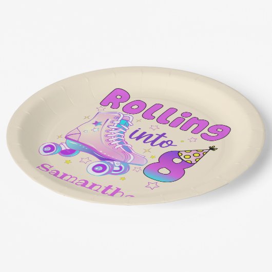 Assiettes En Carton Rolling In 8| Roller Skater Anniversaire Célébrati (Angle)