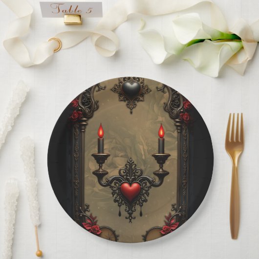 Assiettes En Carton Romance gothique : Passion cachée. (Mariage)