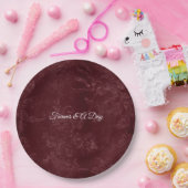 Assiettes En Carton Romantic Deep Red Burgundy Floral Wedding (Fête)